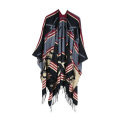 Abstract Stripe Geometric Graph Shawl Vintage Tassels Tribal Cardigan Scarves Stole